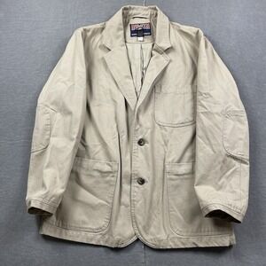Duluth Trading Jacket Mens Large Beige Khaki Fire Hose Utility Chore Blazer‎